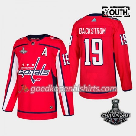 Washington Capitals Nicklas Backstrom 19 2018 Stanley Cup Champions Adidas Rood Authentic Shirt - Kinderen